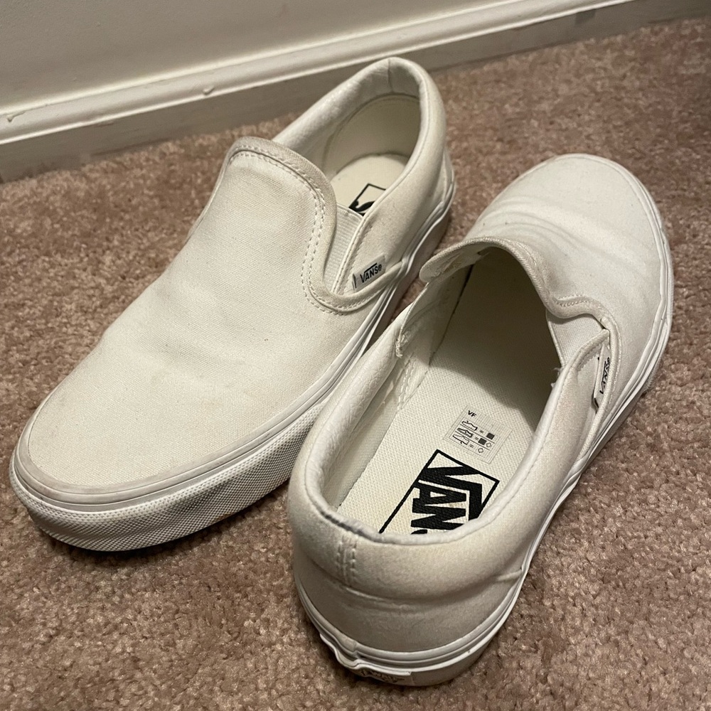 Vans White Classic Slip-On Sneakers